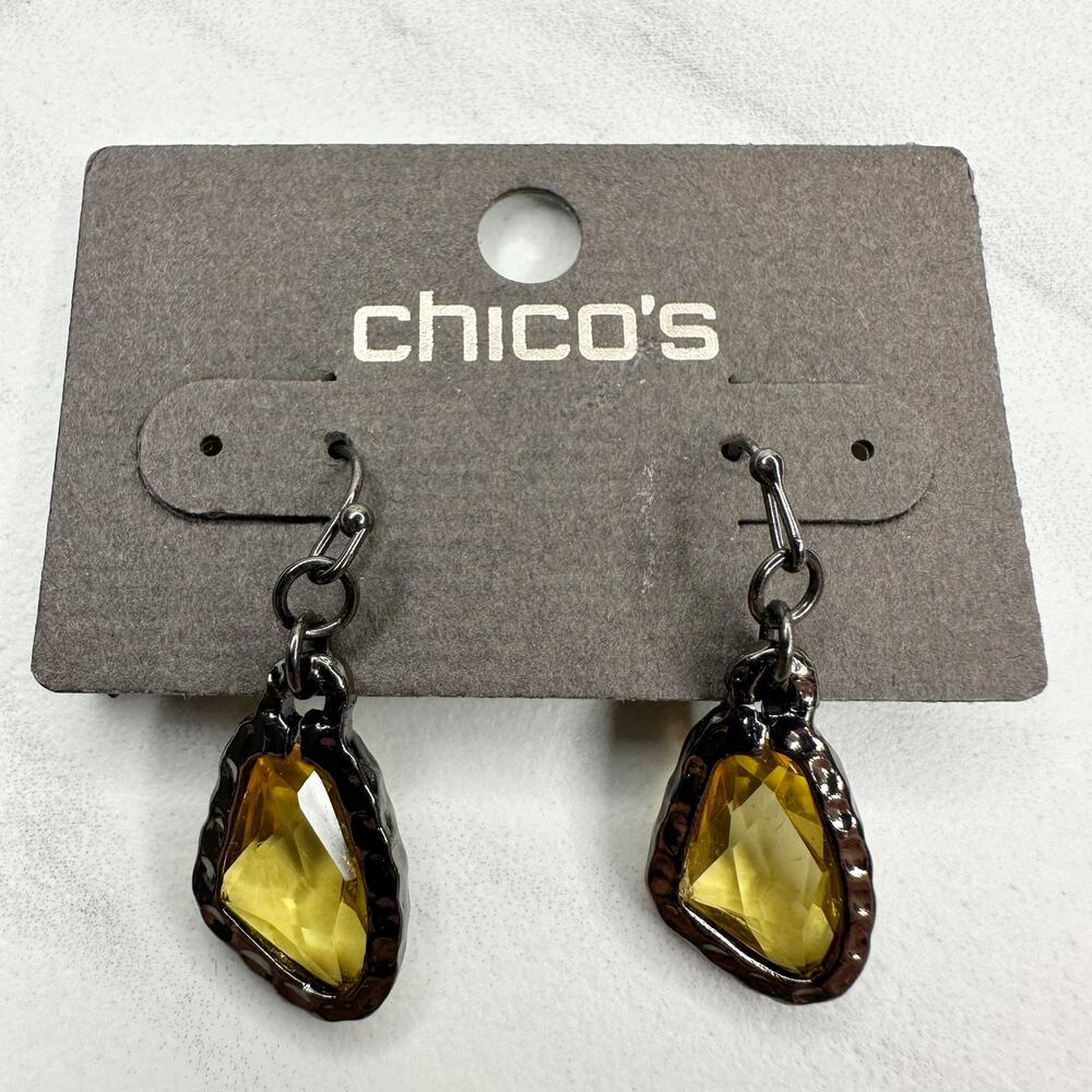Chico's Amy Drop Rhinestone Earrings Pierced Pair